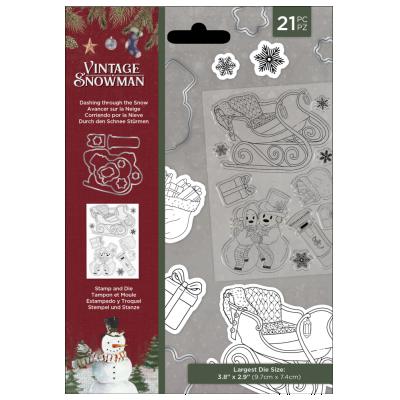 Crafter's Companion Vintage Snowman Stamp & Die - Dashing Through The Snow